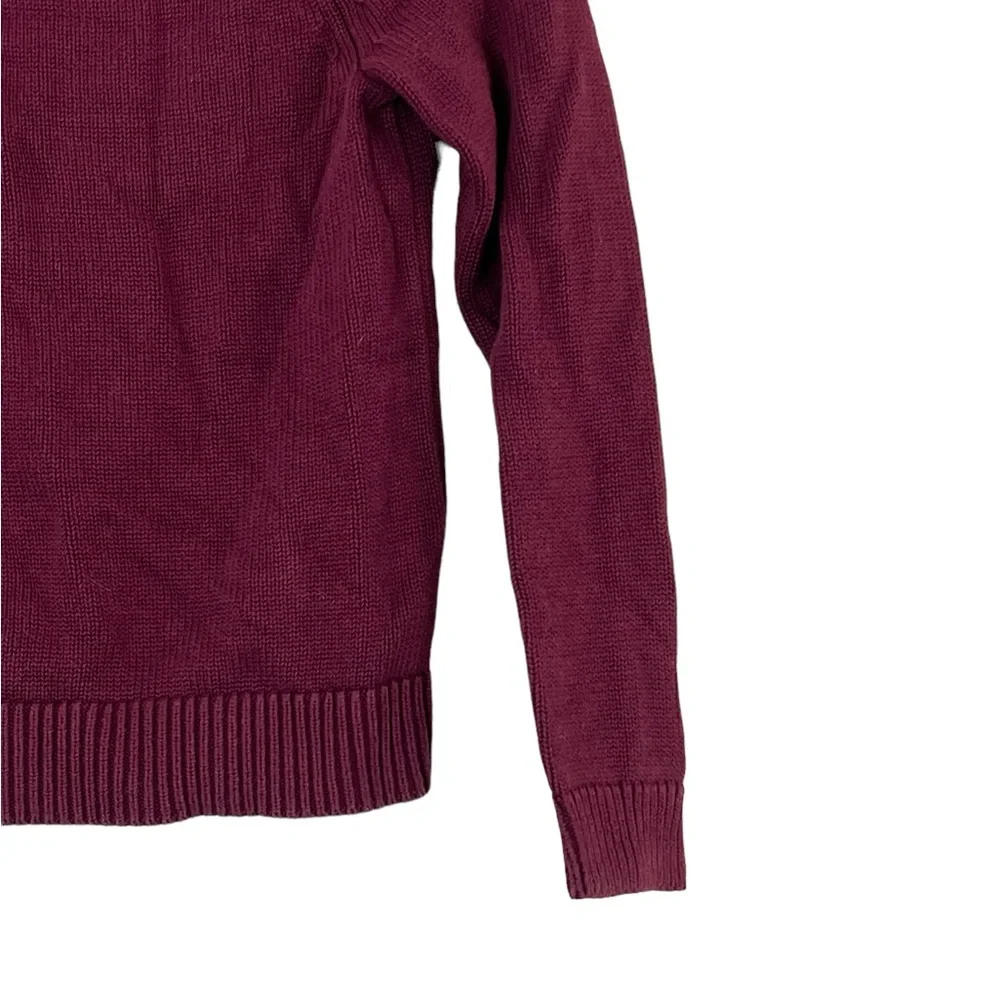 Lands’ End | Burgundy knit uniform zip font sweater size small